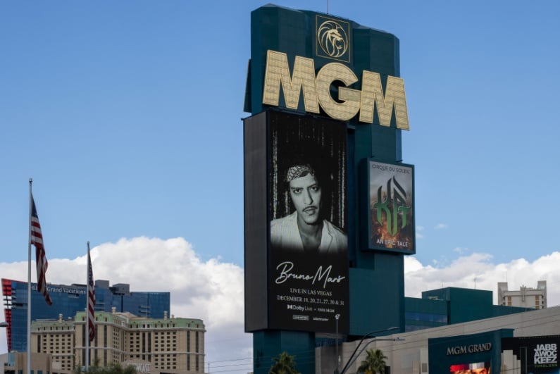 Bruno Mars ad on MGM sign