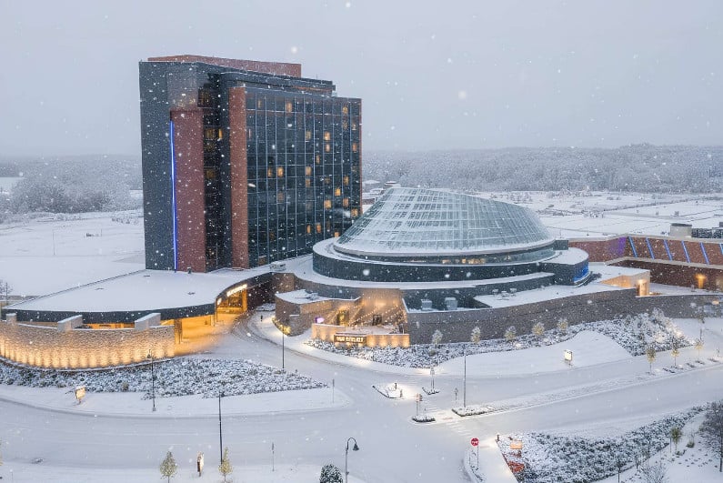 Gun Lake Casino Resort in snow