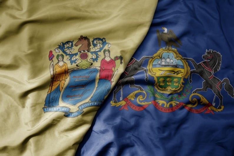 Pennsylvania and New Jersey flags