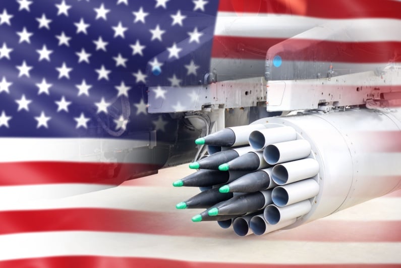 US flag and missiles