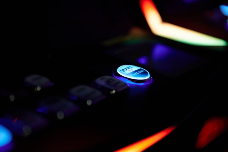 Start button on slot machine