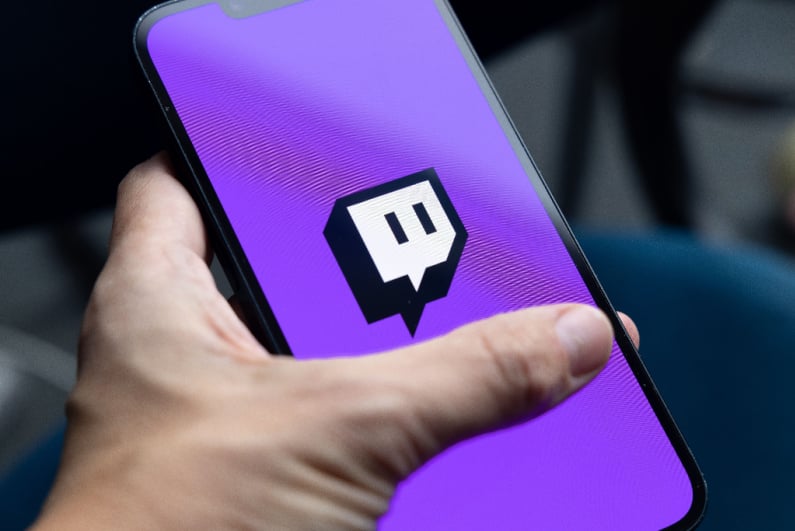 Twitch logo on phone