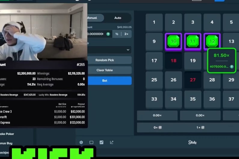 Trainwrecktv hits Keno win