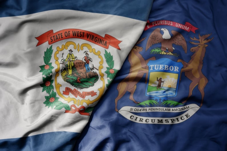 Michigan and West Virginia flags