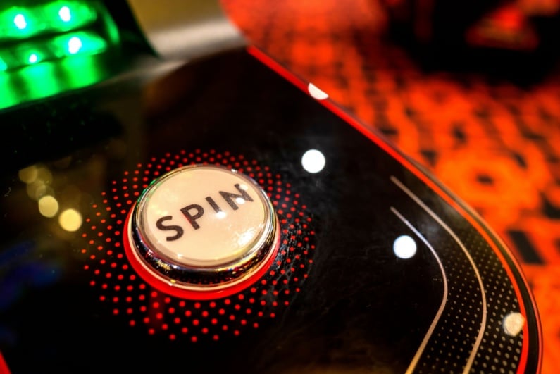 Spin button on slot machine