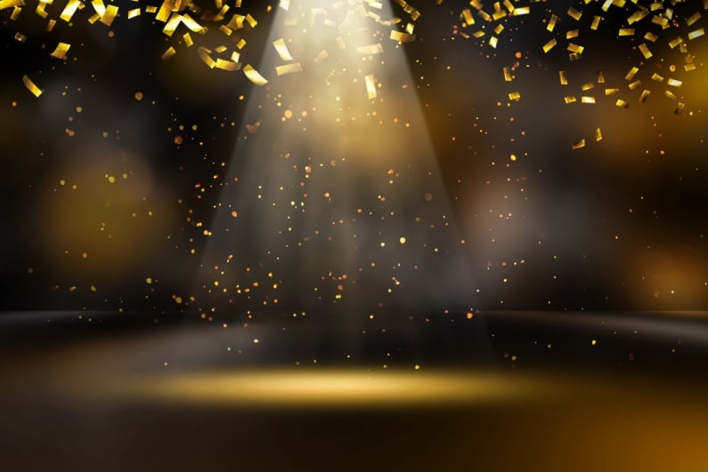Golden glitter and spotlight