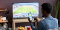Man betting on soccer match