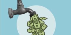 Illustration of money coming out of faucet