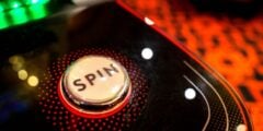 Spin button on slot machine
